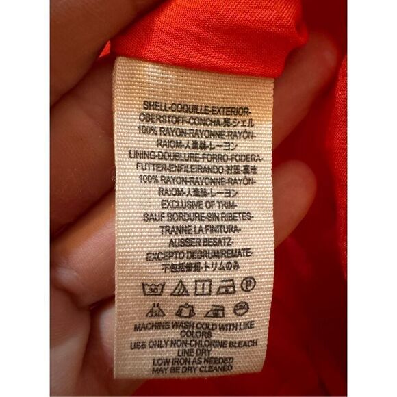 NEW Free People Coryn Coral Orange Print Long Sleeve Dress red combo sz 6 - Picture 16 of 16